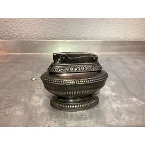 Vintage Ronson Table Lighter Varaflame Butane Silver Tone Art Decor‎ UNTESTED